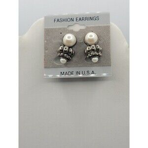 Fashion Jewelry Clip on Earrings, Faux Pearls. Made in USA